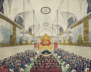 Interior of the House of Lords, in Palace of Westminster